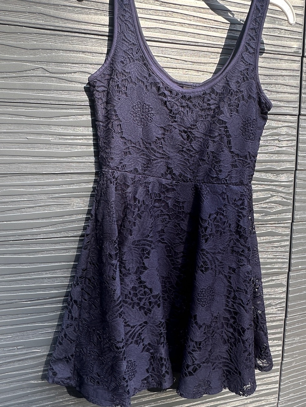 Aeropostale Navy Lace Fit & Flare Dress XS Sleeveless Floral Lace Skater Dress